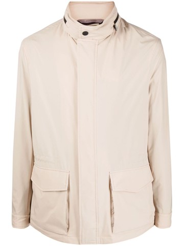 Canali - detachable-hood military jacket - men - Polyester/Polyester - 54 - Neutrals