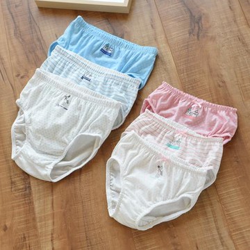 兒童純棉內褲三件裝 男童女童小清新三角褲 四季可穿 無熒光