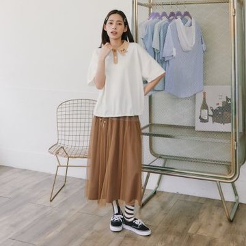 【DAILO】小熊棉質造型紗裙 藍 黑 卡 咖(魅力商品)