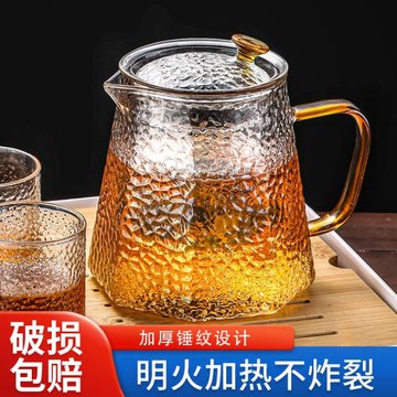 日本進口JHMO玻璃茶壺過濾泡茶壺家用單壺耐高溫錘紋花茶電陶爐煮