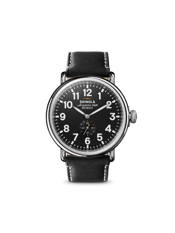 Shinola - The Runwell Chronograph 47mm - men - Crystal/stainless steel/Leather - One Size - Black