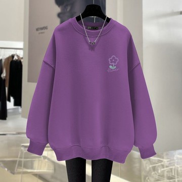 韓版長袖休閒百搭加絨衛衣女秋冬新款胖mm顯瘦減齡上衣大尺碼帽T