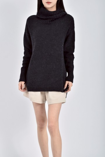 (XL) 23区 Vingt trois arrondissements質感針織高領黑色毛衣