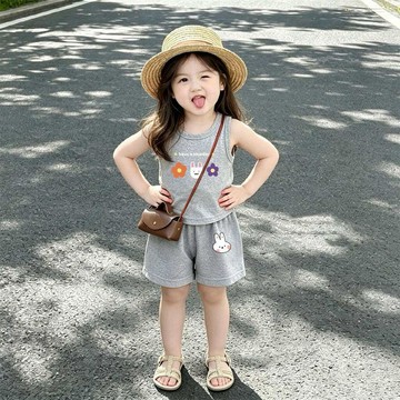 Mini baby🌷女童夏裝純棉套裝無袖夏季女寶寶衣服寬鬆薄款背心短褲兩件套