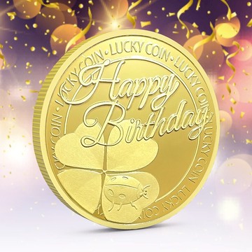 幸運草生日硬幣幸運幣 徽章鑰匙扣小禮物送女生金幣掛飾小玩意