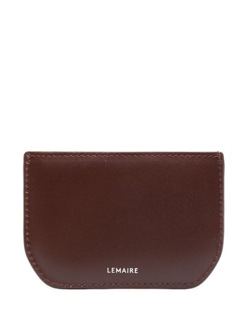 LEMAIRE - logo-print leather card holder - men - Calf Leather - One Size - Brown