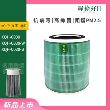 適用±0 正負零 XQH-C030 XQH-C030-W XQH-C030-B 複合式抗菌HEPA濾芯 空氣清淨機濾網 綠綠好日