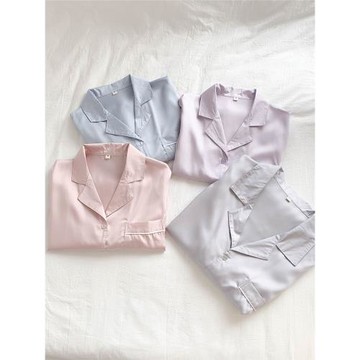 清倉撿漏 |天絲情侶睡衣女春秋款長袖男士冰絲高級感夏季家居服