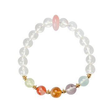 五福臨門白水晶手串 (招財/增智慧/旺人緣/保平安/護安康)