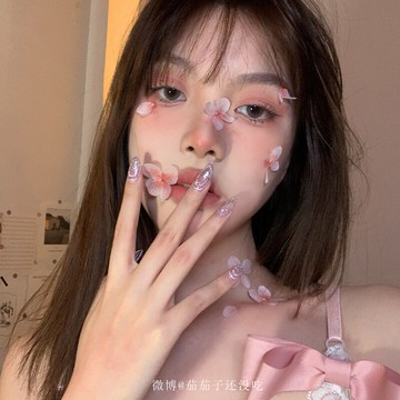 木繡球漸變干花貼臉花瓣妝影樓拍照創意臉部飾品日系美甲真花diy