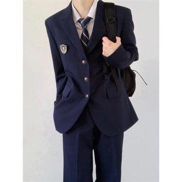 木村叔dk日系制服西裝外套男士春季中長款西服紺色西服男西服外套