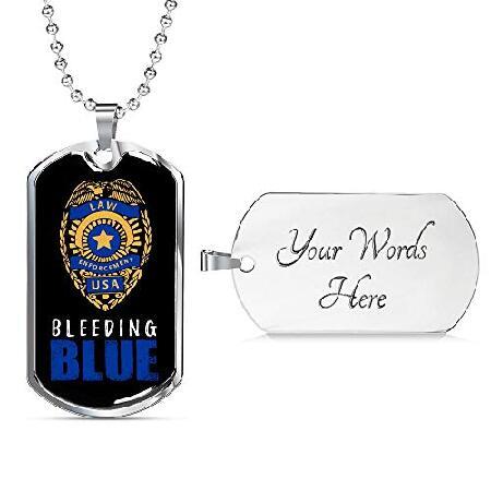 Bleeding Blue Dog Tag Engraved Stainless Steel 24