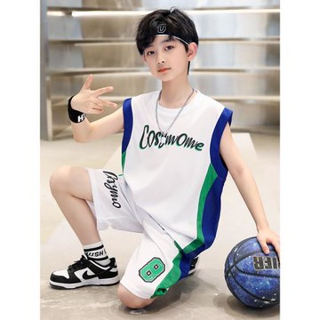 夏季男童兒童背心運動兩件套速干衣男孩無袖籃球服套裝足球訓練服