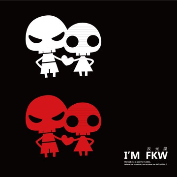反光屋FKW 骷髏情侶 骷髏頭 情侶款 可愛貼紙 反光貼紙 防水耐曬高亮度 機車汽車重機貼紙 車身車殼改裝 反光裝飾貼