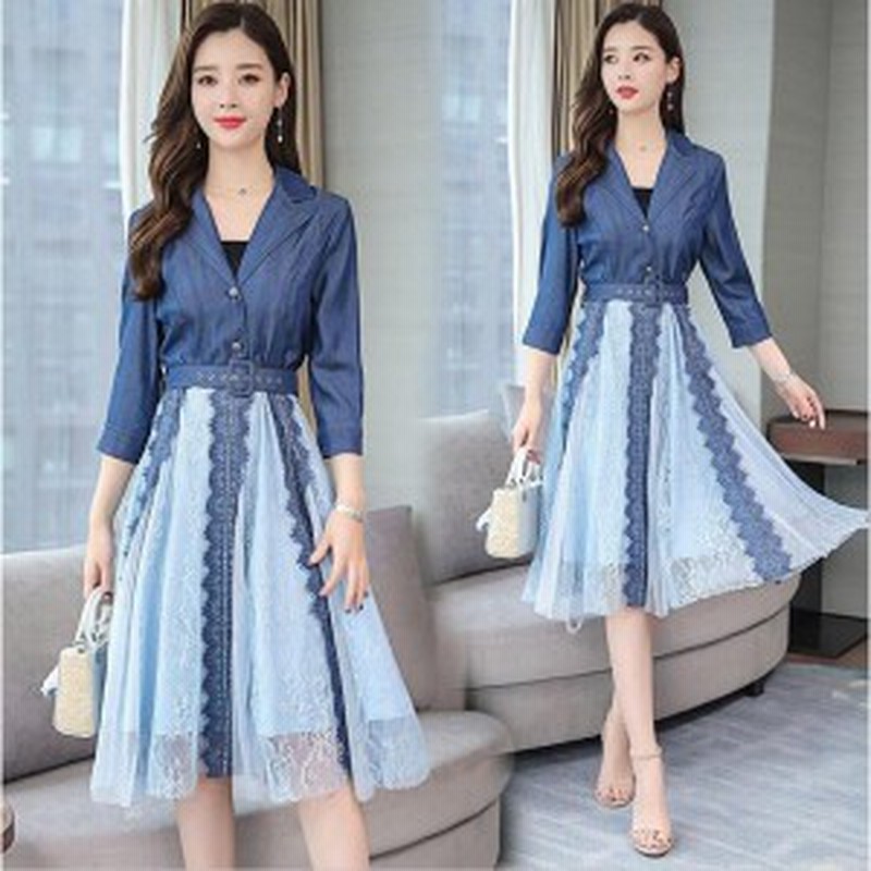 パーティードレス 新品 お呼ばれ 7分袖デニムワンピース ロング丈ワンピース フォーマル 結婚式 二次会 代30代40代 Ol 通勤 春夏 通勤 通販 Lineポイント最大get Lineショッピング