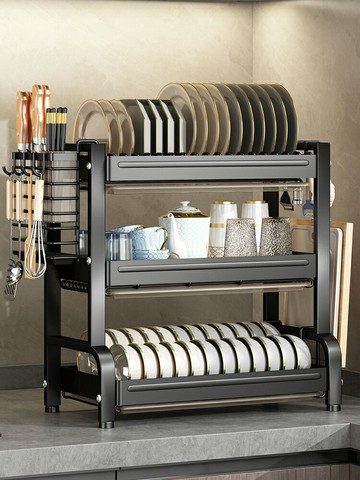 廚房置物架碗碟收納瀝水架簡約家用台面多功能放碗架碗筷刀具收納