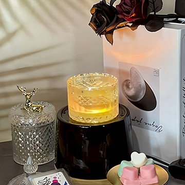 honey comb 北歐風香氛融蠟夜燈氣氛燈 營造浪漫氣氛 安全無火香氛體驗  黑色