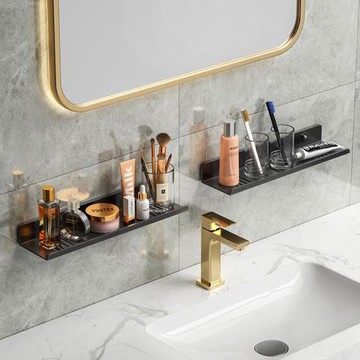 免打孔衛生間浴室置物架子鏡前龍頭洗手間洗臉洗漱臺壁掛墻上收納