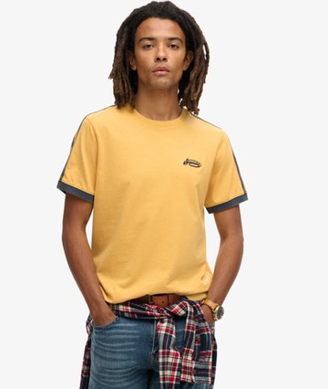Superdry Men's Essential Logo Retro Striped T-shirt Yellow Size: L