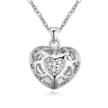 925純銀項鍊 鑲鑽吊墜-時尚精美愛心精選生日情人節禮物女飾品3色73ju433【獨家進口】【米蘭精品】
