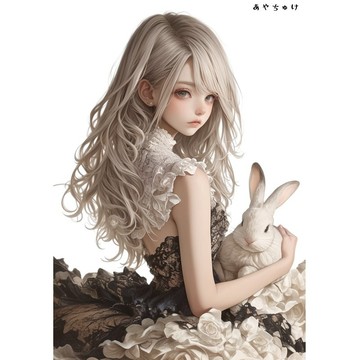 【3 月新品 2】07-095-0123 人物貼紙 動物與女孩蕾絲