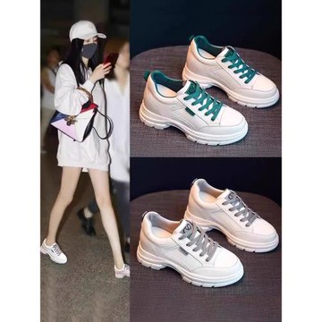 內增高小白鞋女鞋子2025新款秋冬季加絨運動休閑百搭厚底真皮單鞋