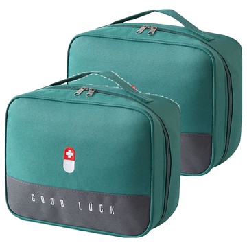 小麥購物 多功能藥品收納包 L2113 大 綠色  2個