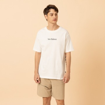 New Balance [New Balance]N標誌印花短袖上衣_男性_白色_MT6161TQSST