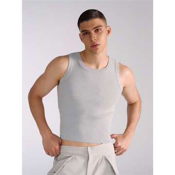 Babesochill修身針織坑條tank彈力簡約背心