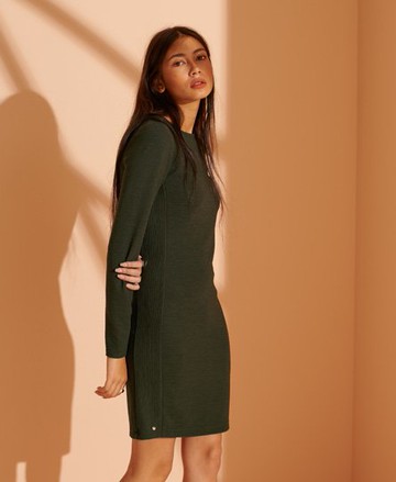 Superdry Women's Women's Ottoman Bodycon Dress Khaki - Size: 10 Size: 6
