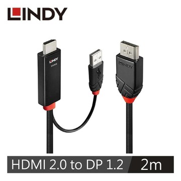 【LINDY 林帝】主動式HDMI2.0 TO DISPLAYPORT1.2 帶USB電源轉接線, 2M 41499
