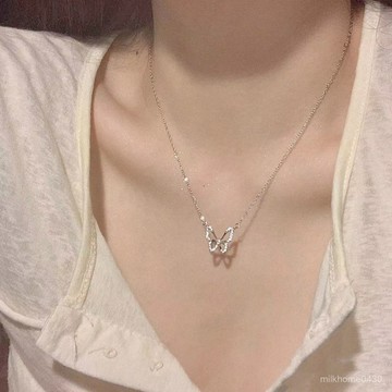 📿限時下殺📿【帶墜設計】925純銀輕奢蝴蝶項鏈ins學生禮物小衆冷淡風鎖骨鏈送女友生日禮物