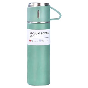 Funtaitai 304不鏽鋼帶杯保溫瓶 500ml  綠色  1個