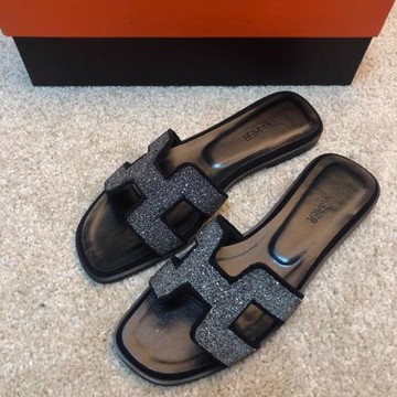 Tisdaini 輕奢高端~新款時尚拖鞋女夏平底外穿真皮水鉆涼拖1.5cm