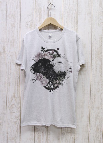 ronron SHEEP Tee Flower Frame 淺灰色 / R034-TT-HWH
