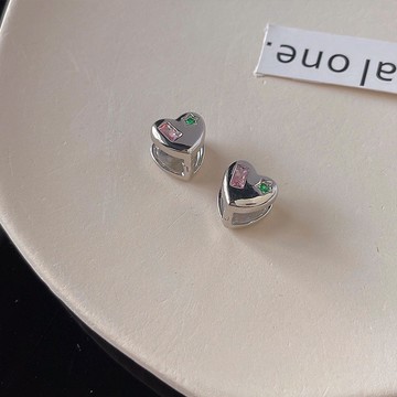 ▪NANA▪B19 日韓流行耳飾 微鑲鋯石 立體愛心 耳針 耳環