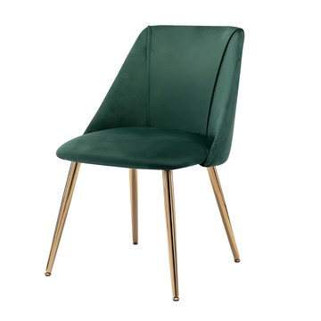 E-home Amy艾米絨布直紋休閒餐椅 時尚立體直紋椅背 質感金屬鍍金椅腳 泡棉坐墊柔軟舒適  綠色  1個