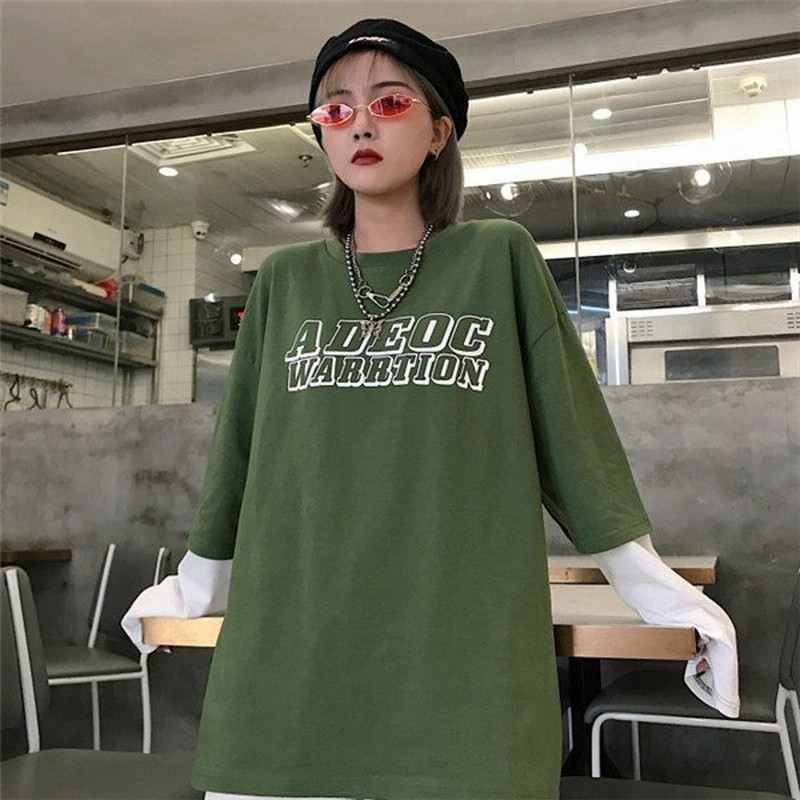 韓国 ファッション スタイル 重ね着風 ロゴ 長袖 Tシャツ カラフル 奇抜 青文字系 原宿系 レディース トップス 通販 Lineポイント最大0 5 Get Lineショッピング