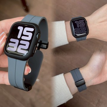 新款 磁吸錶帶 防水錶帶 適用於 Apple Watch 11 10 錶帶 9 8 SE 矽膠錶帶 42mm 46mm