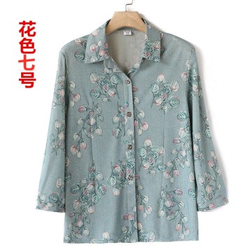 媽媽裝新款夏裝四十歲女裝小衫中年奶奶夏七分袖襯衫上衣薄