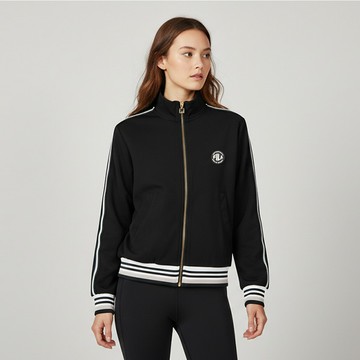 FILA 女復古條紋織帶外套-黑色 5JKA-1431-BK