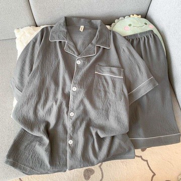 輕奢男士夏季短袖薄款夏天青其他可外出居家服鑫弘-衣錦男裝