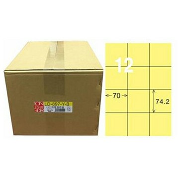 【龍德】A4三用電腦標籤 74.2x70mm 淺黃色 1000入 / 箱 LD-897-Y-B【APP滿額下單4%點數(單一帳號最高1000點)】7/31止