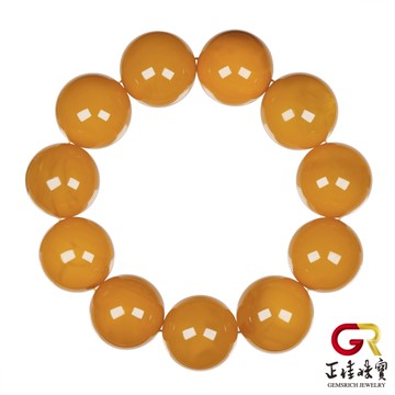 【正佳珠寶】老蜜蠟琥珀 蒐藏級老雞油黃 25.6mm 老蜜蠟手珠｜日本彈力繩