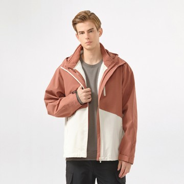 Hang Ten- 抗撕裂TEFLON防潑水三合一外套-男(紅棕色)