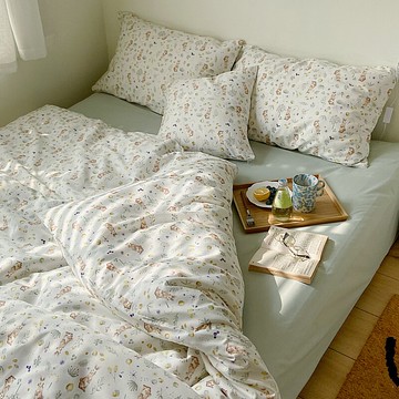 ins風韓式小清新純棉床上四件套全棉網紅兔子碎花被套床單三件套4