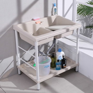 概念家居雙槽洗衣槽 洗衣台 含洗衣板 洗手槽 洗菜槽 洗碗 水槽a1001