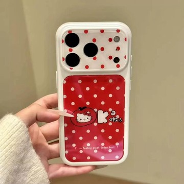 小紅貓咪適用亞克力蘋果17PROMAX高顏值大視窗手機殼iPhone16少女
