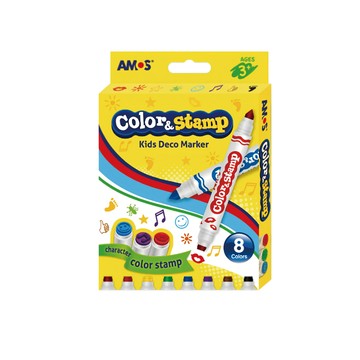 【韓國AMOS】8色雙頭設計印章彩色筆