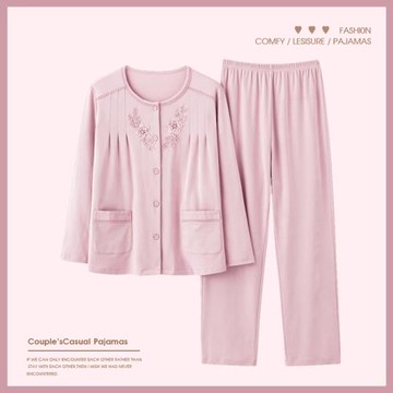 媽媽睡衣 純棉春秋款 中年長袖套裝女秋女款中老年人穿的老人秋季